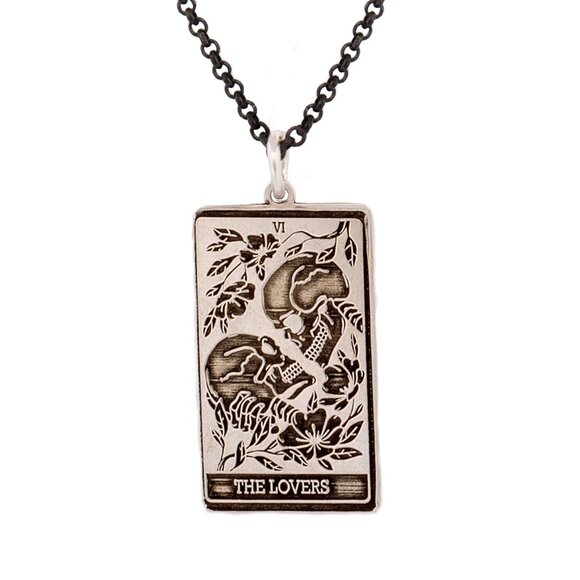 THE LOVERS Tarot Card Necklace, Sterling Silver Tarot Necklace, Tarot Jewe… - Picture 1 of 4